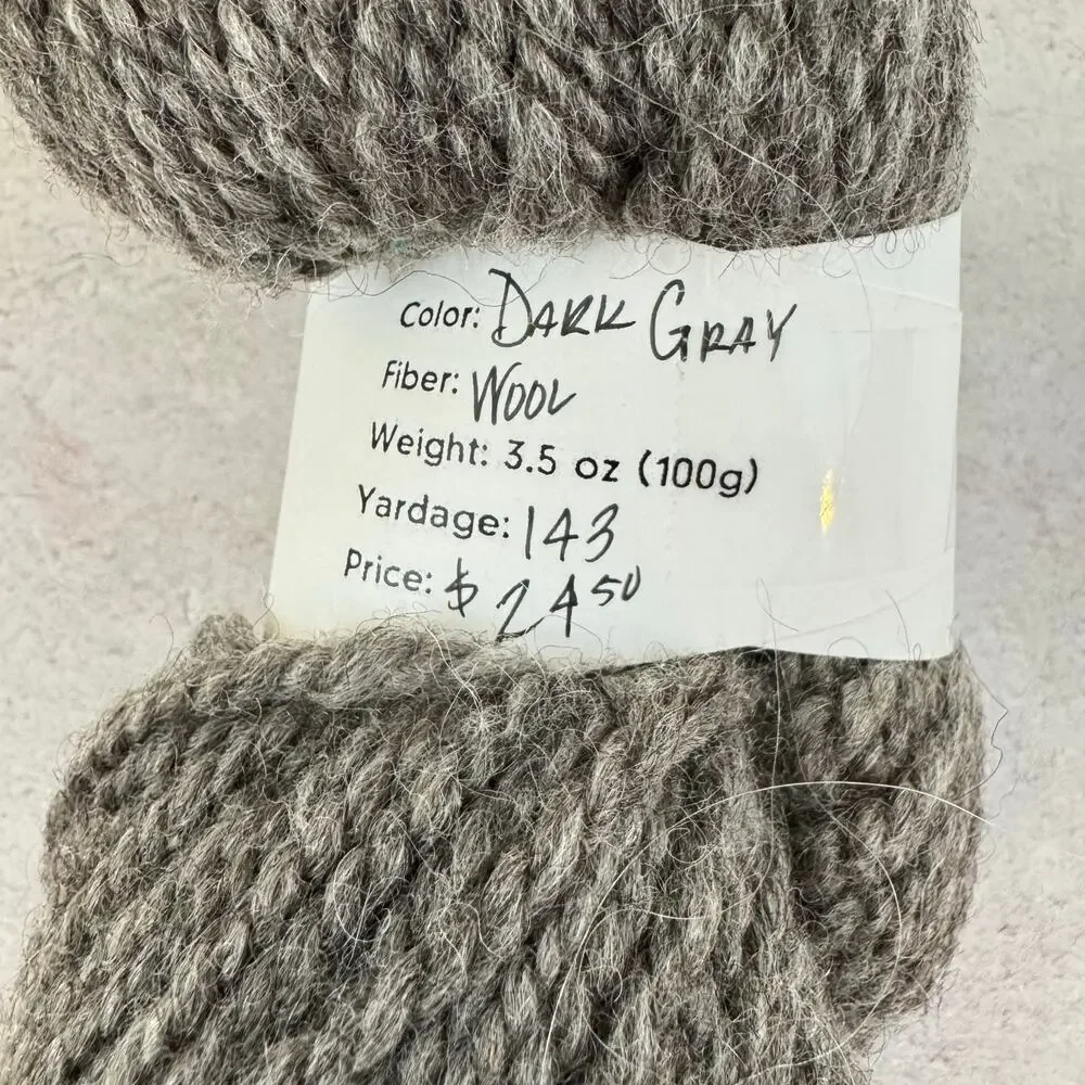 Rustic 100% Wool Farm Yarn Radius Dark Gray Heathered Local Fibers California